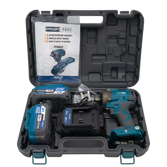 Аккумуляторный гайковерт PROFI-TEC PPTW4520 POWERLine (2×PT2040VX (4.0 Ач), зарядное устройство), фотография 2