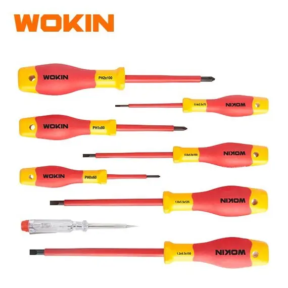 Набор диэлектрических отверток, 8 шт. (с тестером) (WOKIN) WK-562908