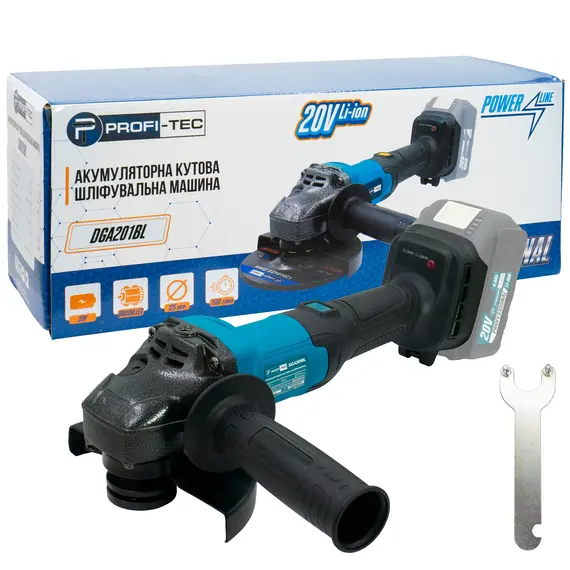Аккумуляторная угловая шлифовальная машина PROFI-TEC DGA201BL POWERLine (без аккумулятора и зарядного устройства)