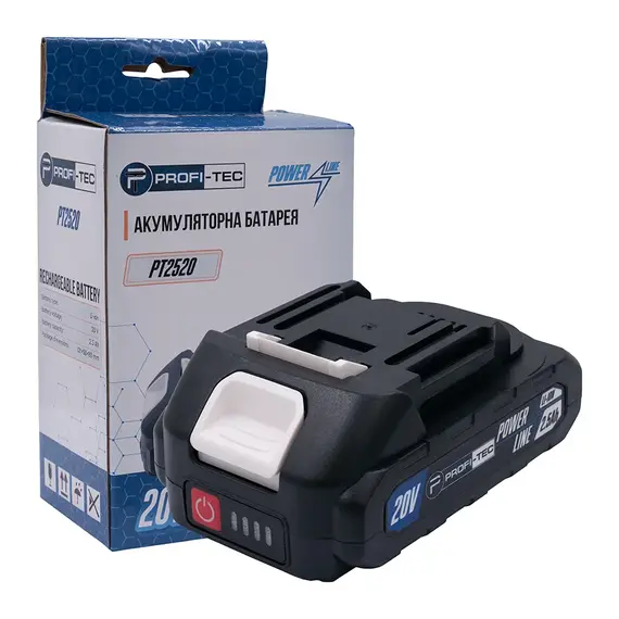 Аккумуляторная батарея PROFI-TEC PT2520MP (20 В / 2.5 Ач, высокотоковая, с индикатором)