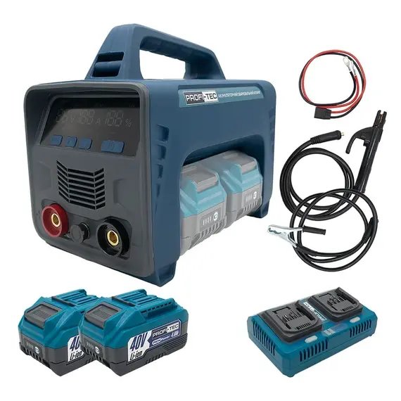 Акумуляторний зварювальний апарат PROFI-TEC PCWM12040PP, 80V (2×PT4040PP (4.0 Aг), двопортовий зарядний пристрій QBCD40/4PP dual quick, фотография 2