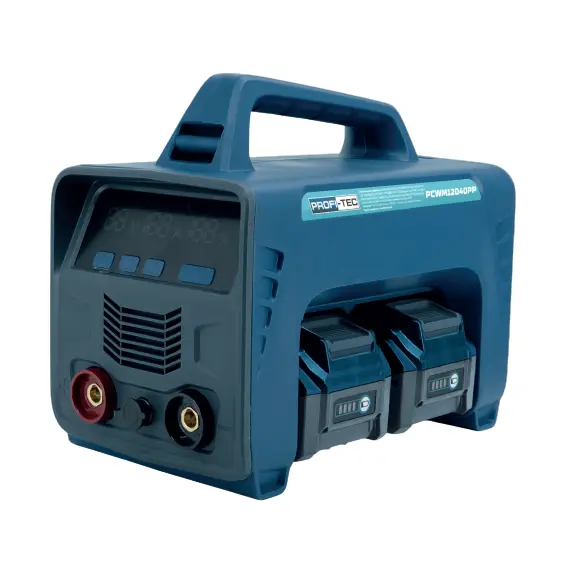 Акумуляторний зварювальний апарат PROFI-TEC PCWM12040PP, 80V (2×PT4040PP (4.0 Aг), двопортовий зарядний пристрій QBCD40/4PP dual quick