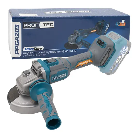 Аккумуляторная угловая шлифовальная машина PROFI-TEC PPGA203 UltraCore (без аккумулятора и зарядного устройства)