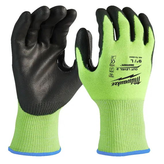 Перчатки рабочие сигнальные Hi-Vis MILWAUKEE, с сопротивлением порезам 2/B уровня, размер 11/XXL
