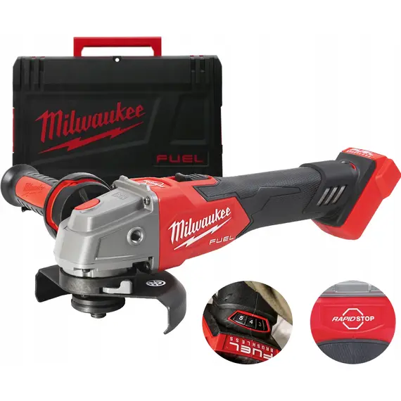 Шлифмашина угловая - болгарка аккумуляторная бесщёточная MILWAUKEE, M18 FSAGV125XB-0X, Ø125 (HDкейс)