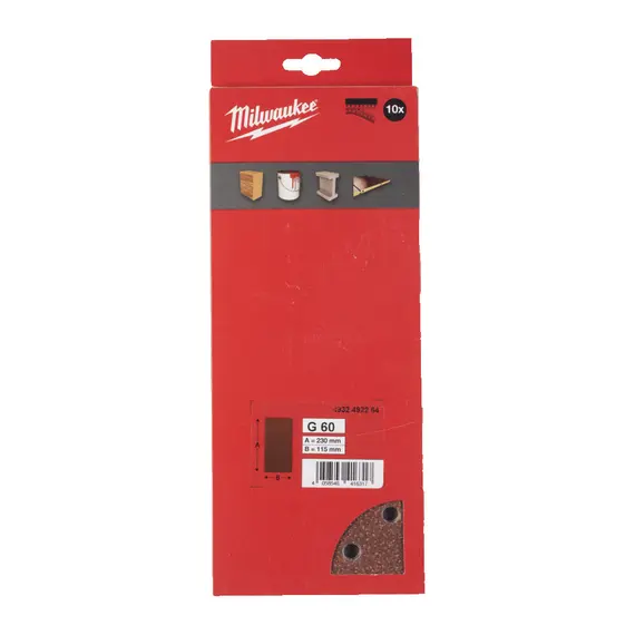 Папір шліфувальний MILWAUKEE, 115x230мм HL, зерно 60, (10шт)