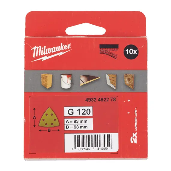 Папір шліфувальний HP MILWAUKEE, 93х93х93мм HL, зерно 120, (10шт)