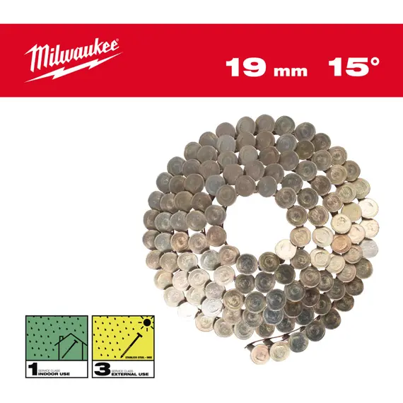Гвозди оцинкованные с круглой головкой в катушке MILWAUKEE, 3,05х10,5мм/15°/19мм, (2880шт)