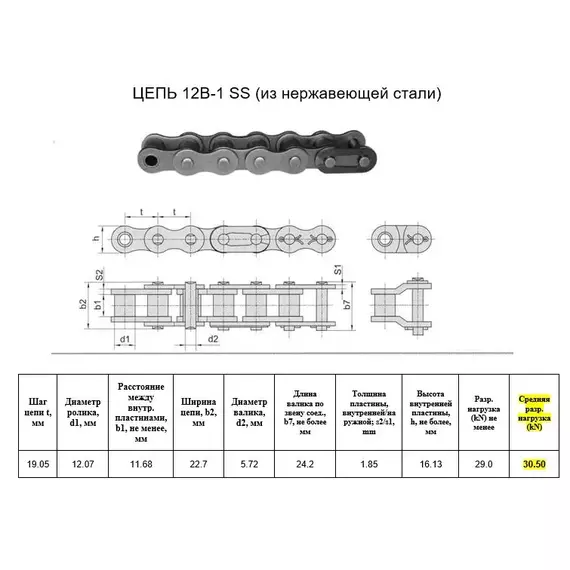 Ланцюг 12B-1 SS L=5.0 м