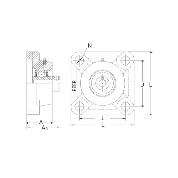 Корпус з підшипником UCF 210-50mm без індивід. пакув. (PER.UCF210A-A) PEER
