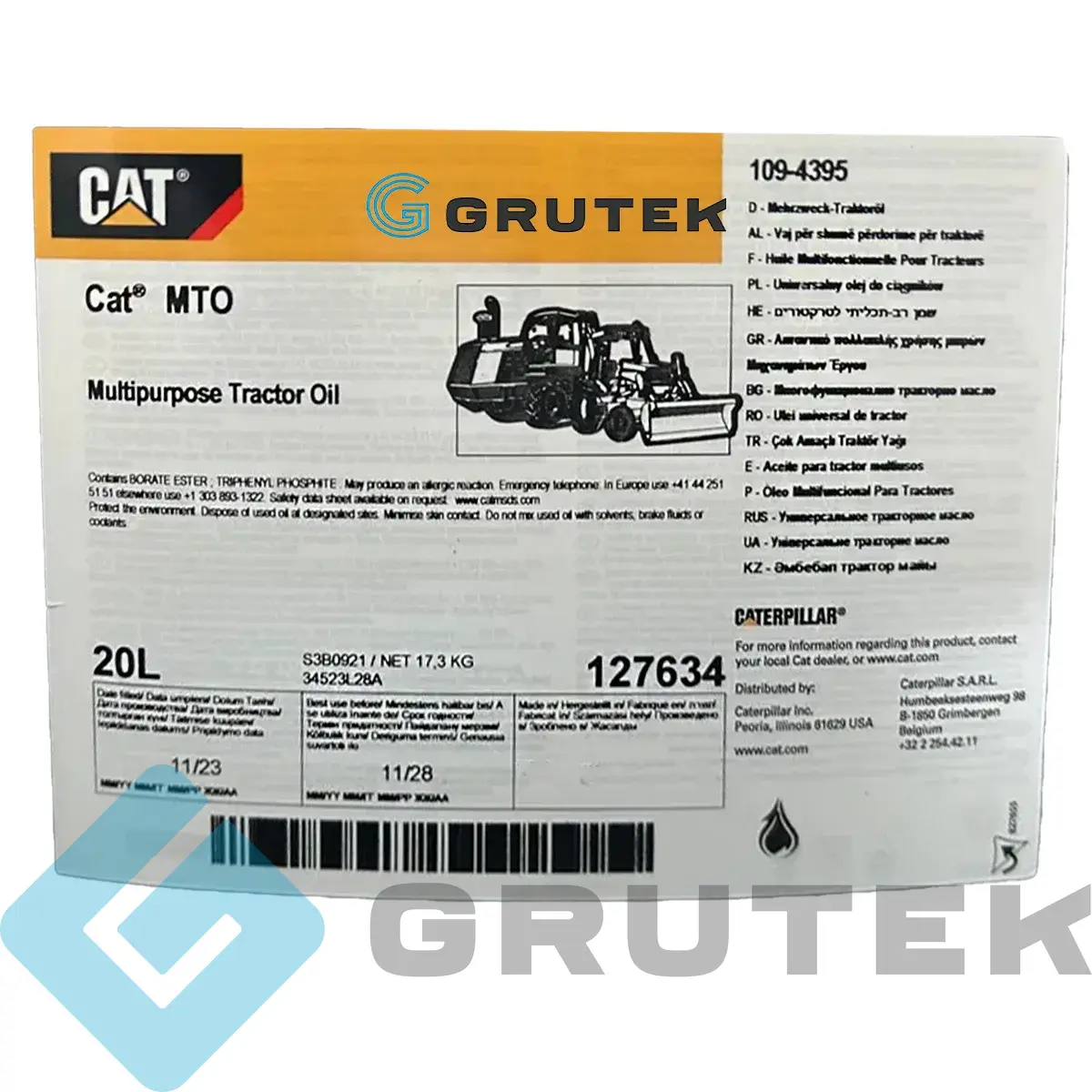 Масло универсальное CAT MTO тракторное 20л (CATERPILLAR) 127634 / 109-4395